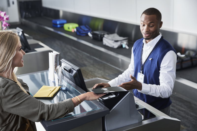 Woman checking in at airport