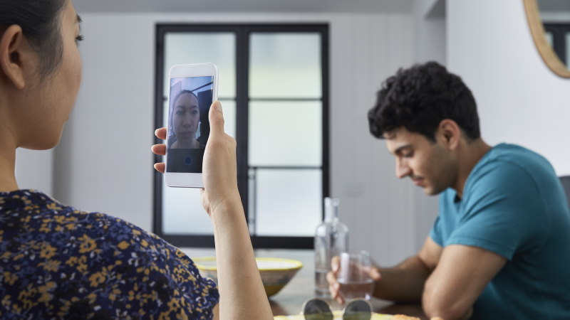 Woman using video chat