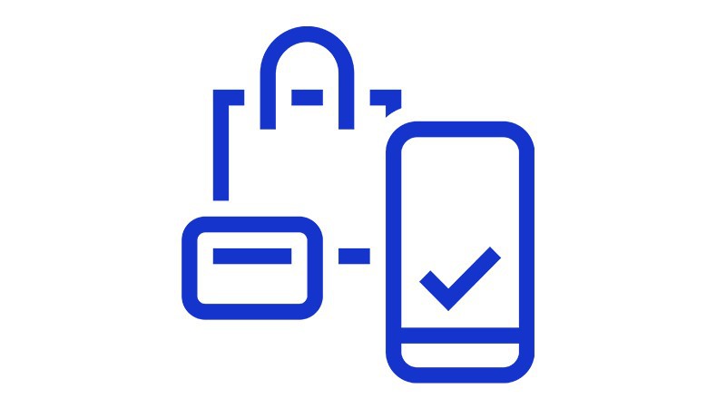 mobile, card and bag icon
