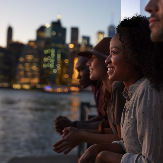 Group of people looking at bay